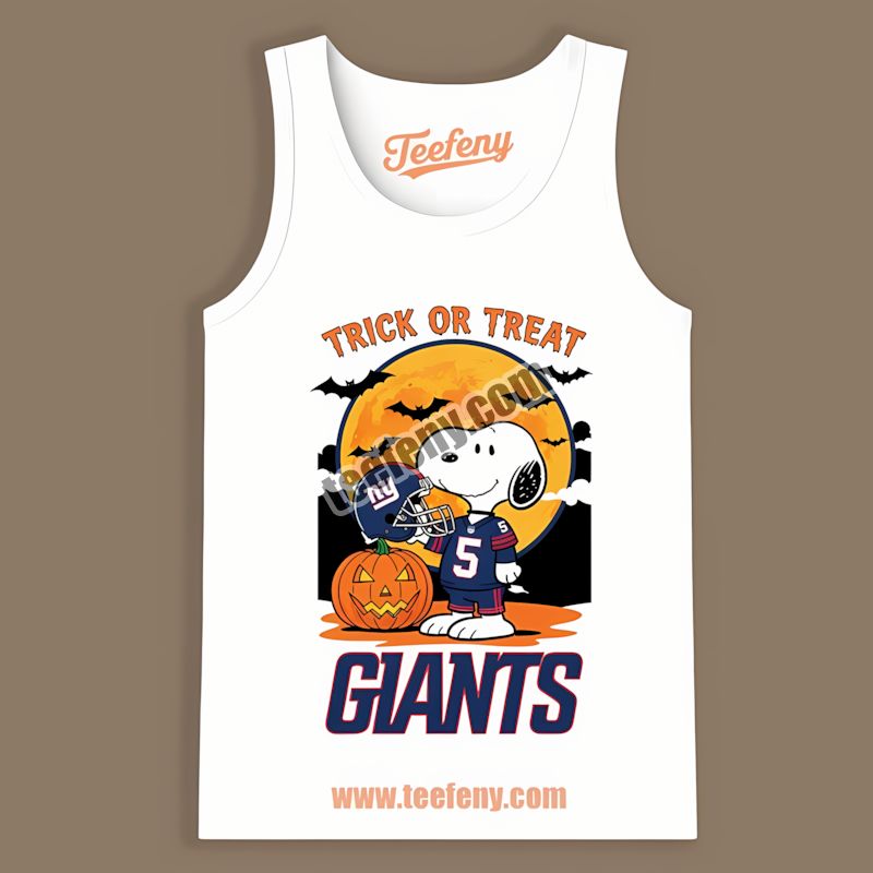 New York Giants Halloween Snoopy Trick Or Treat Trendy Tanktop New York Giants Halloween Snoopy Trick Or Treat Trendy Tanktop