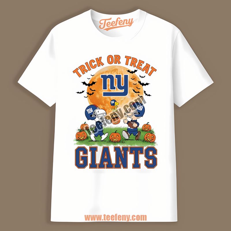 New York Giants Halloween Trick Or Treat Charlie Brown Cotton Shirt