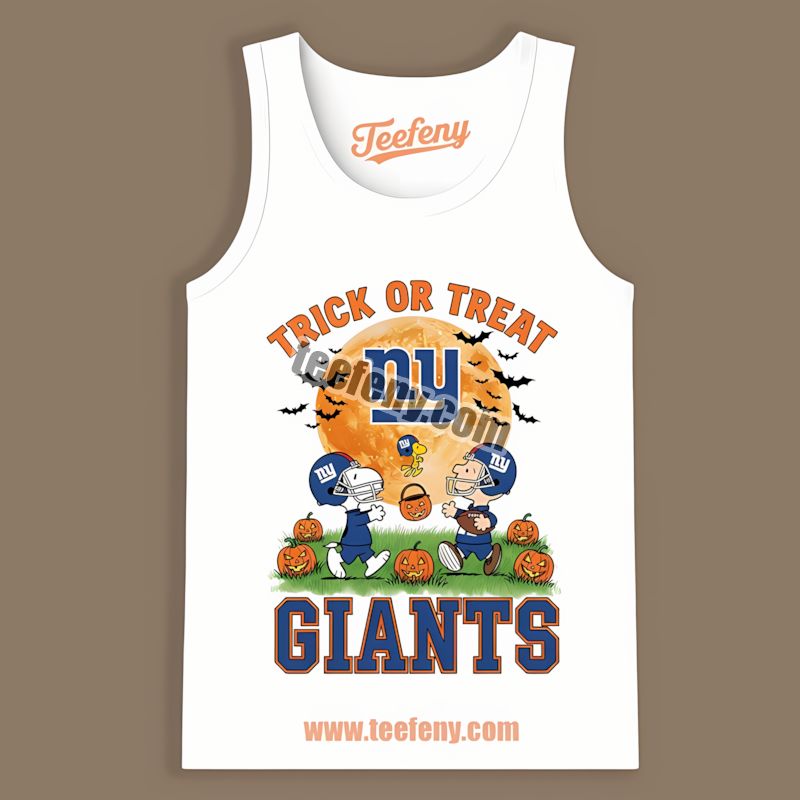 New York Giants Halloween Trick Or Treat Charlie Brown Cotton Tanktop New York Giants Halloween Trick Or Treat Charlie Brown Cotton Tanktop
