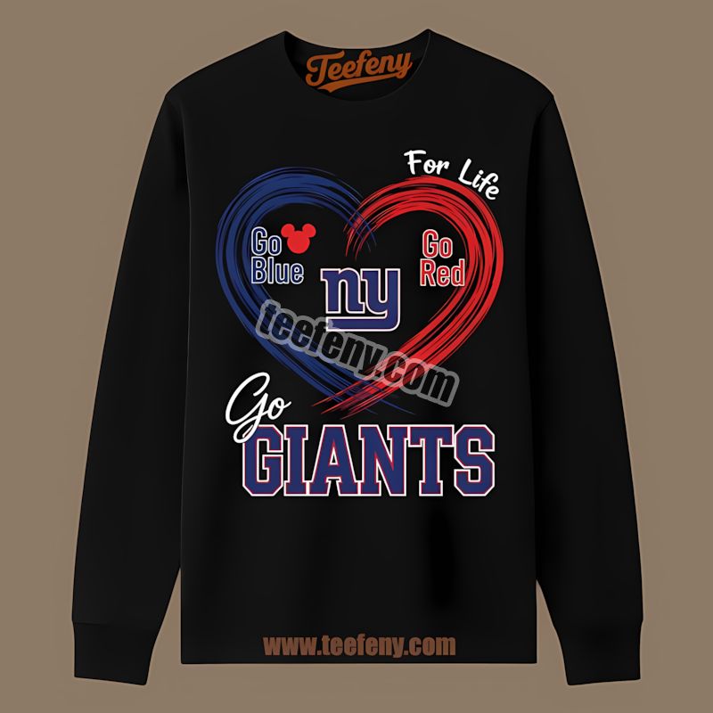 New York Giants Heart Go Blue Go Gold Trendy Long Sleeve New York Giants Heart Go Blue Go Gold Trendy Long Sleeve
