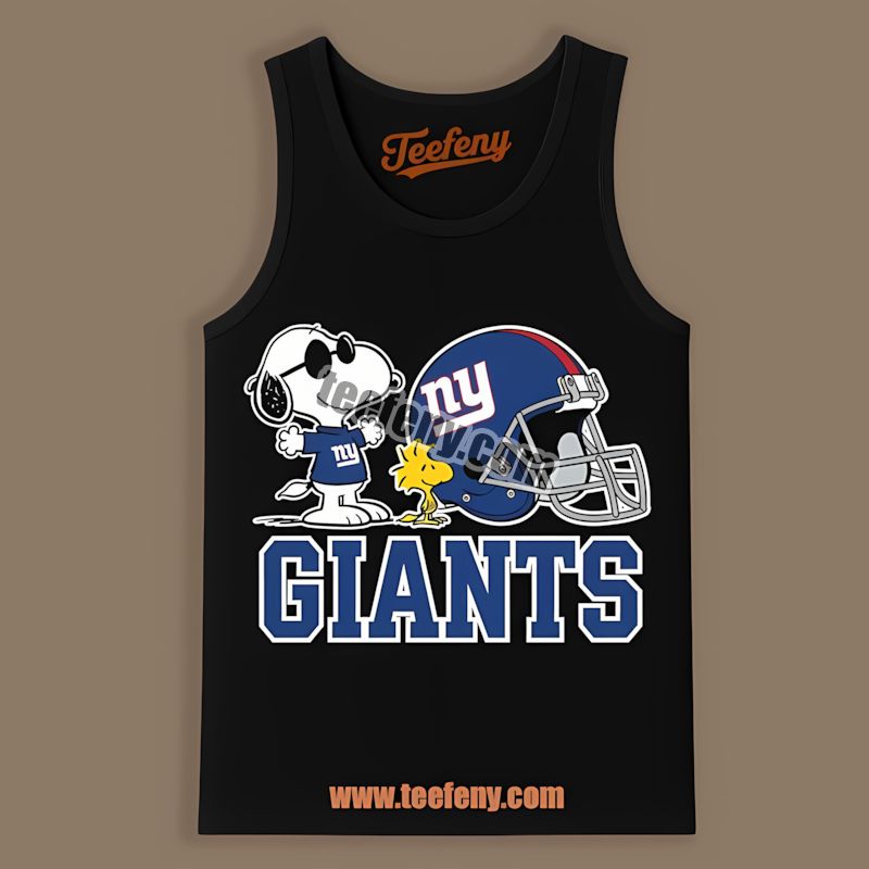 New York Giants Helmet Vs Snoopy Woodstock Cotton Tanktop New York Giants Helmet Vs Snoopy Woodstock Cotton Tanktop