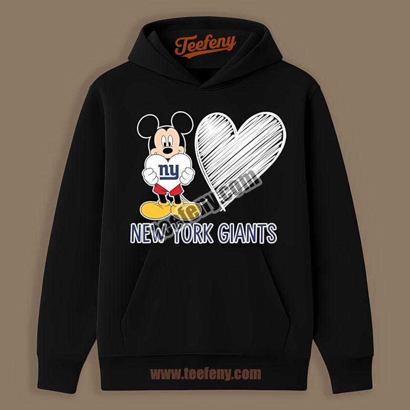 New York Giants Mickey Heart Graphic Hoodie New York Giants Mickey Heart Graphic Hoodie