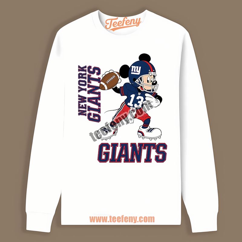 New York Giants Mickey Quarterback Football Graphic Long Sleeve New York Giants Mickey Quarterback Football Graphic Long Sleeve