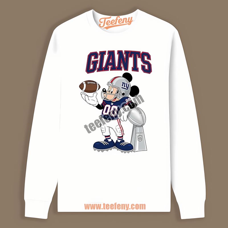 New York Giants Mickey Super Bowl Football Retro Long Sleeve New York Giants Mickey Super Bowl Football Retro Long Sleeve