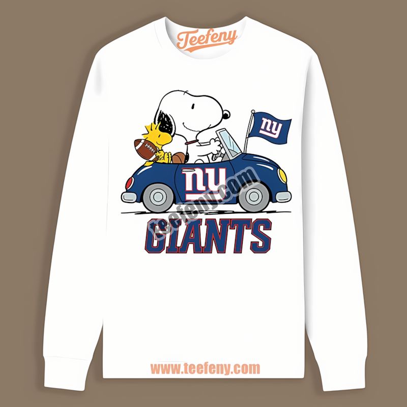 New York Giants Snoopy Driving A Car Unisex Long Sleeve New York Giants Snoopy Driving A Car Unisex Long Sleeve