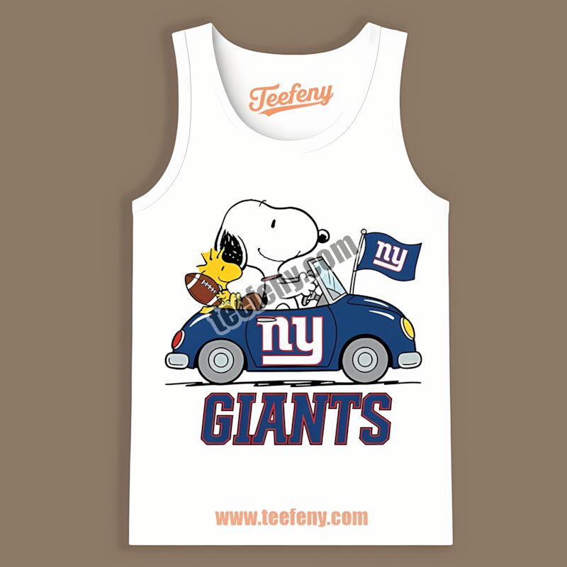 New York Giants Snoopy Driving A Car Unisex Tanktop New York Giants Snoopy Driving A Car Unisex Tanktop