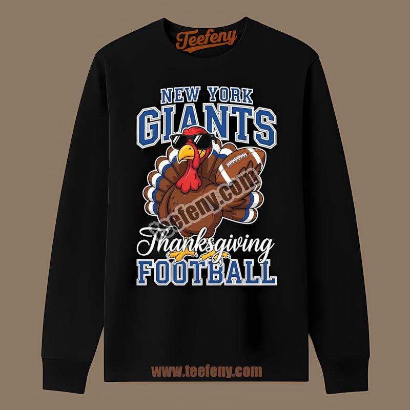 New York Giants Thanksgiving Football Turkey Color Long Sleeve New York Giants Thanksgiving Football Turkey Color Long Sleeve