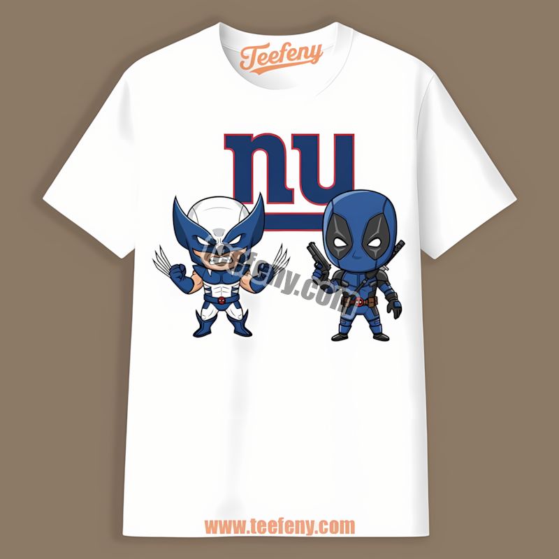 New York Giants Wolverine Deadpool Superhero Retro Shirt