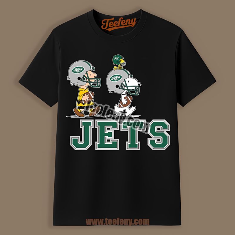 New York Jets Charlie Brown Snoopy Play Together Regular Shirt