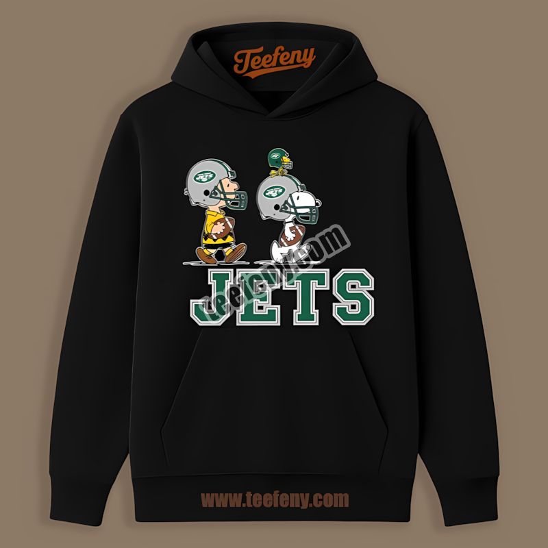New York Jets Charlie Brown Snoopy Play Together Regular Hoodie New York Jets Charlie Brown Snoopy Play Together Regular Hoodie