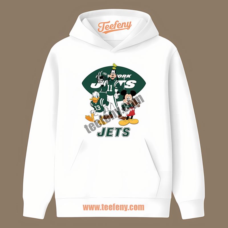 New York Jets Disney Mickey Donald Goofy Cotton Hoodie New York Jets Disney Mickey Donald Goofy Cotton Hoodie