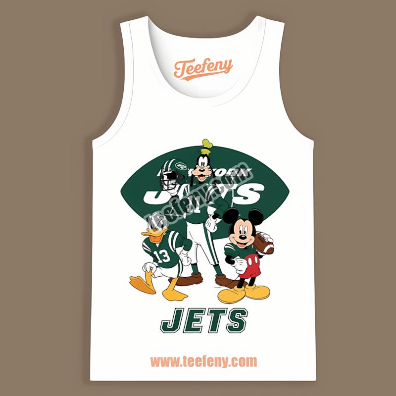 New York Jets Disney Mickey Donald Goofy Cotton Tanktop New York Jets Disney Mickey Donald Goofy Cotton Tanktop