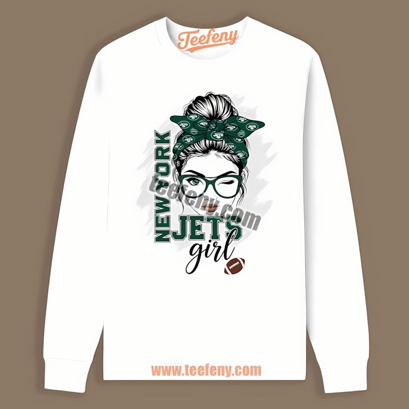 New York Jets Girl Fan Graphic Long Sleeve New York Jets Girl Fan Graphic Long Sleeve