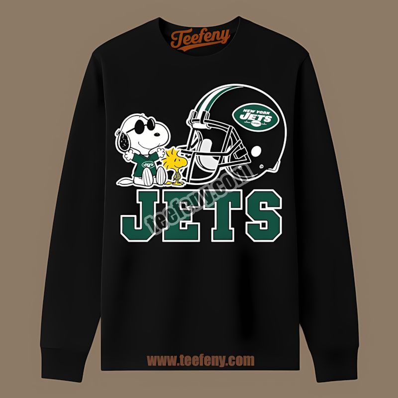 New York Jets Helmet Vs Snoopy Woodstock Regular Long Sleeve New York Jets Helmet Vs Snoopy Woodstock Regular Long Sleeve
