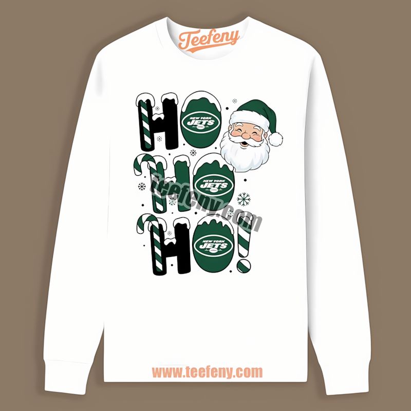New York Jets Ho Ho Ho Santa Christmas Retro Long Sleeve New York Jets Ho Ho Ho Santa Christmas Retro Long Sleeve