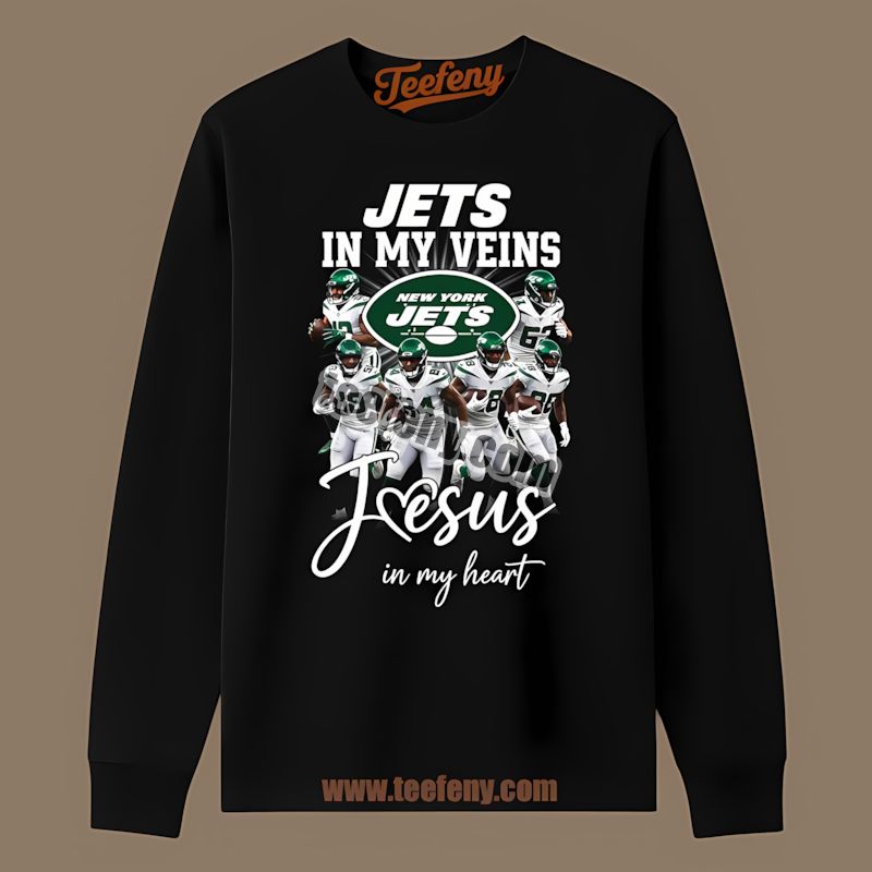 New York Jets In My Veins Jesus In My Heart Vintage Long Sleeve New York Jets In My Veins Jesus In My Heart Vintage Long Sleeve