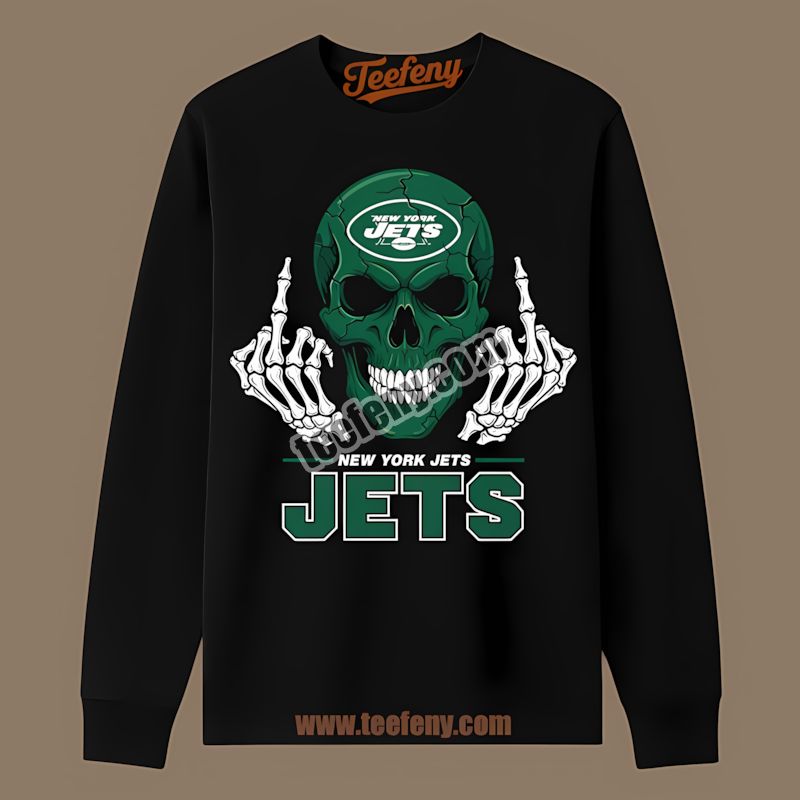 New York Jets Skull Middle Finger Color Long Sleeve New York Jets Skull Middle Finger Color Long Sleeve