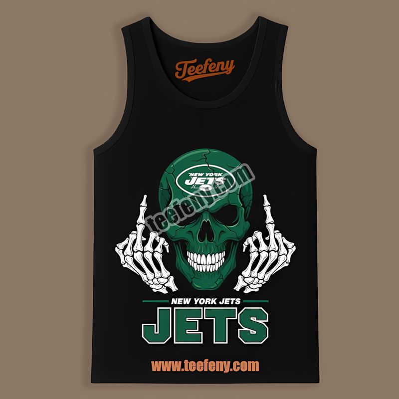 New York Jets Skull Middle Finger Color Tanktop New York Jets Skull Middle Finger Color Tanktop