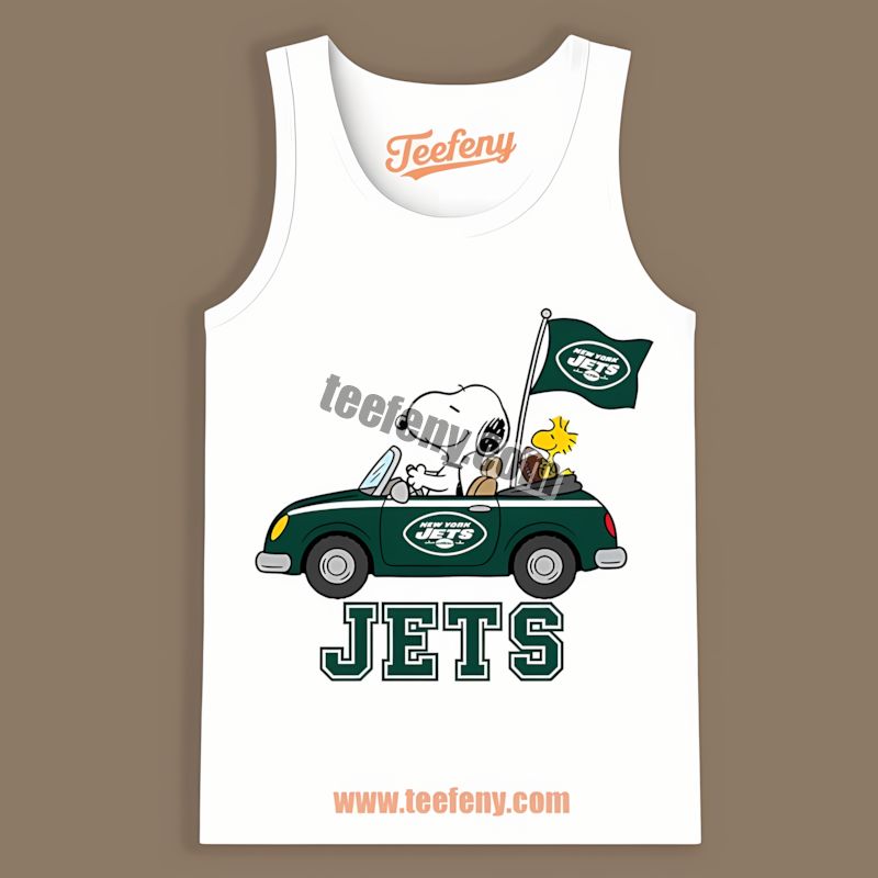 New York Jets Snoopy Driving A Car Color Tanktop New York Jets Snoopy Driving A Car Color Tanktop
