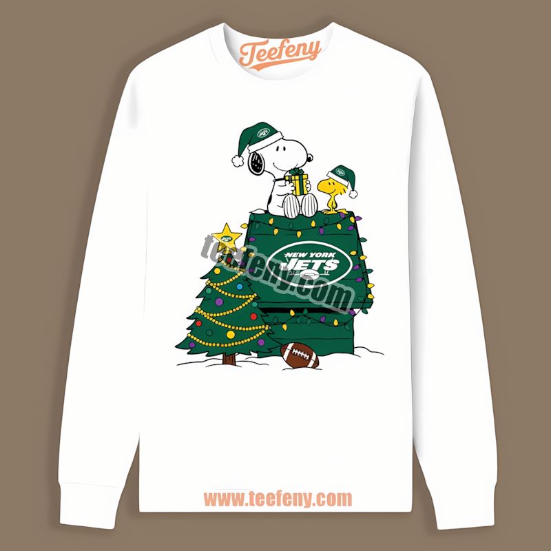 New York Jets Snoopy Woodstock Christmas Graphic Long Sleeve New York Jets Snoopy Woodstock Christmas Graphic Long Sleeve