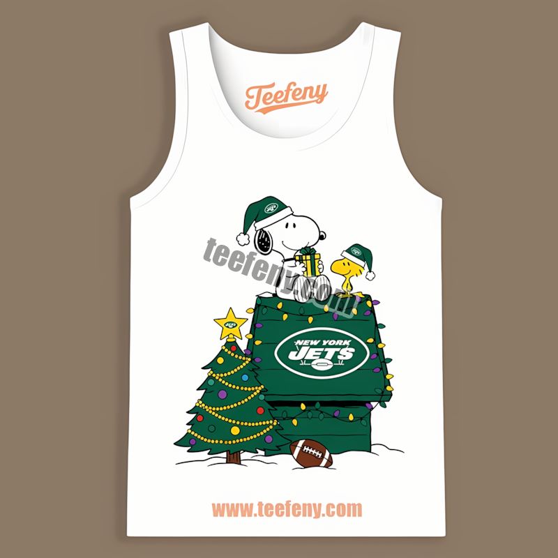 New York Jets Snoopy Woodstock Christmas Graphic Tanktop New York Jets Snoopy Woodstock Christmas Graphic Tanktop