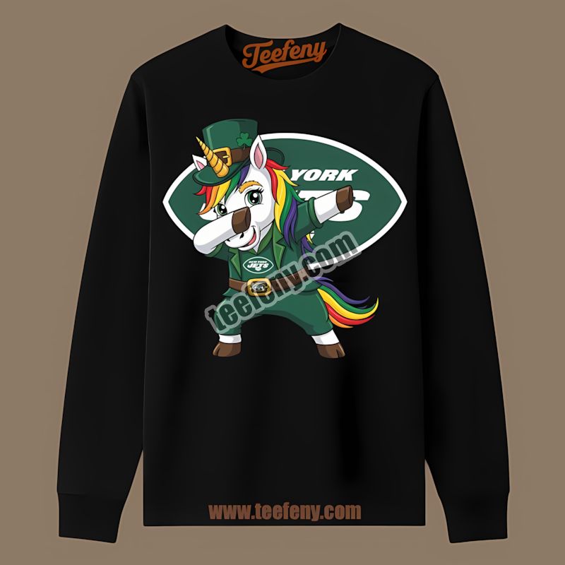 New York Jets St Patricks Day Vs Dabbing Unicorn Adults Long Sleeve New York Jets St Patricks Day Vs Dabbing Unicorn Adults Long Sleeve