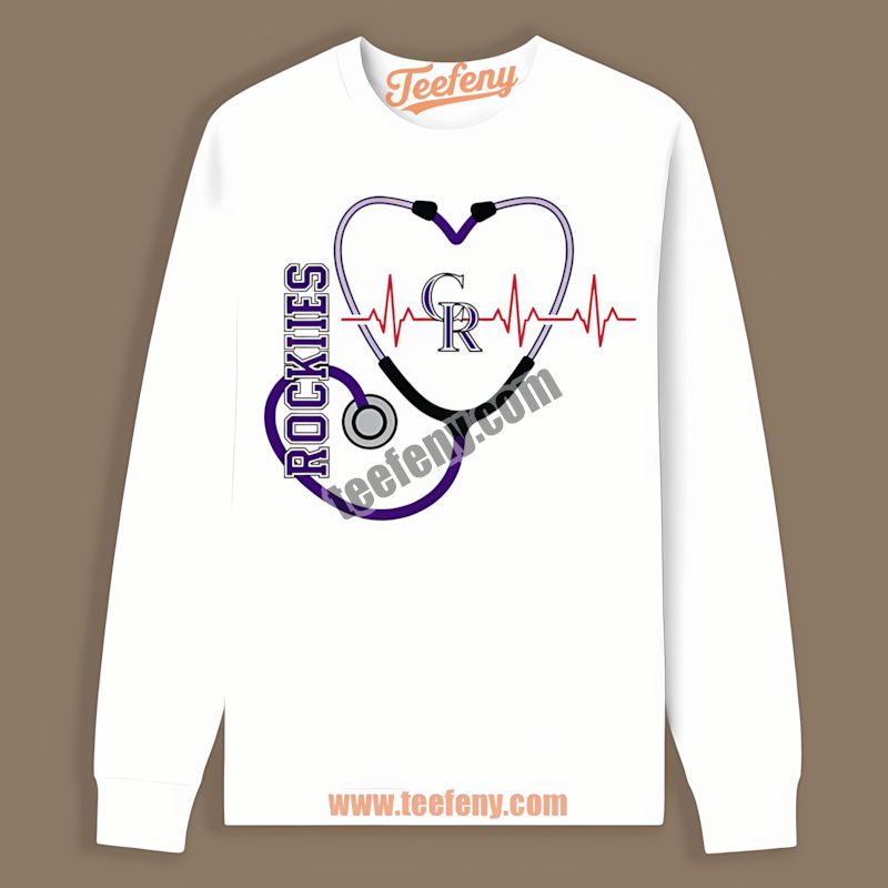 Nurse Heartbeat With Colorado Rockies Spirit Comfort Long Sleeve Nurse Heartbeat With Colorado Rockies Spirit Comfort Long Sleeve