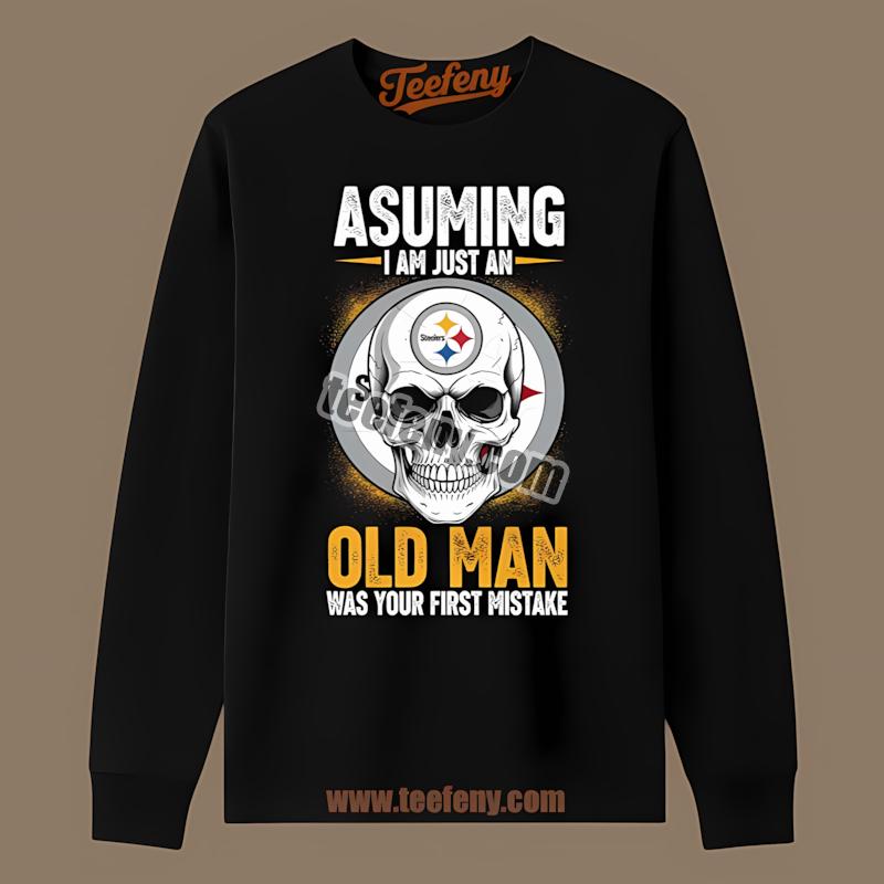 Old Man With Skull Pittsburgh SLong Sleevelers Graphic Cotton Shirt Old Man With Skull Pittsburgh SLong Sleevelers Graphic Cotton Shirt