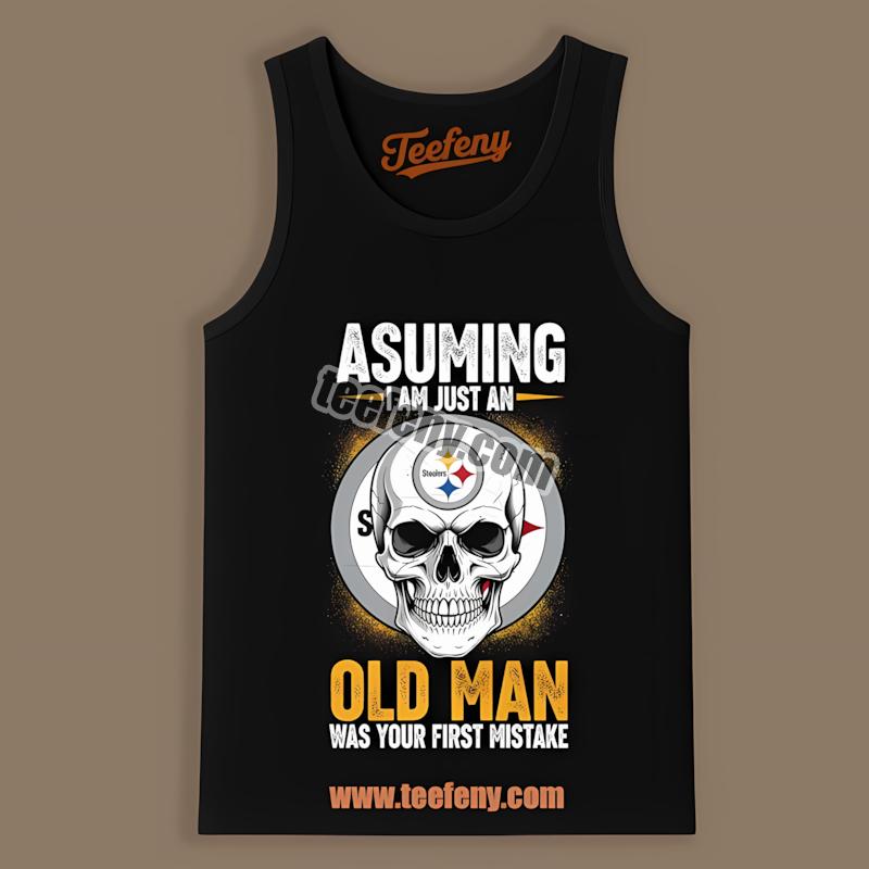Old Man With Skull Pittsburgh STanktoplers Graphic Cotton Shirt Old Man With Skull Pittsburgh STanktoplers Graphic Cotton Shirt