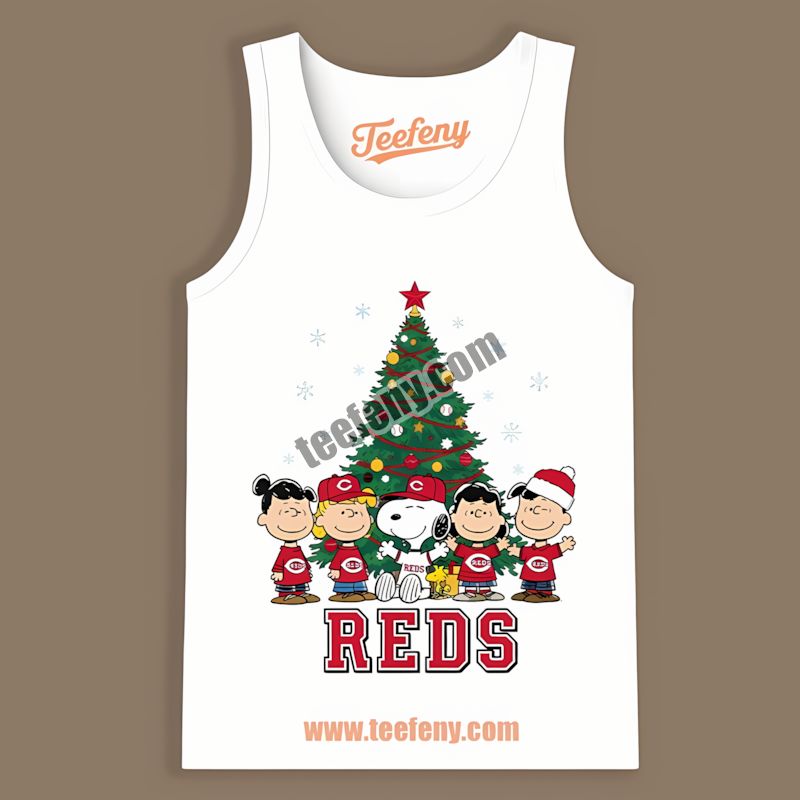 Peanuts Christmas Celebrating Cincinnati Reds Spirit Tanktop Peanuts Christmas Celebrating Cincinnati Reds Spirit Tanktop