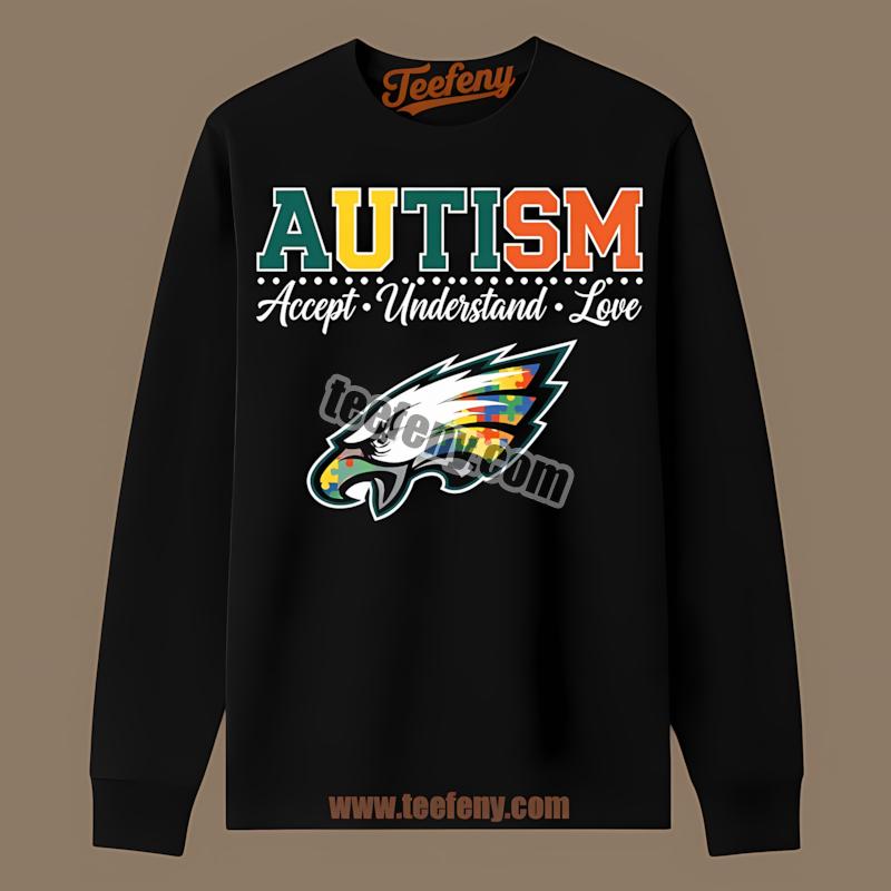 Philadelphia Eagles Autism Awareness Love Bold Long Sleeve Philadelphia Eagles Autism Awareness Love Bold Long Sleeve