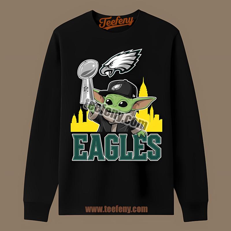 Philadelphia Eagles Baby Yoda Super Bowl Classic Long Sleeve Philadelphia Eagles Baby Yoda Super Bowl Classic Long Sleeve
