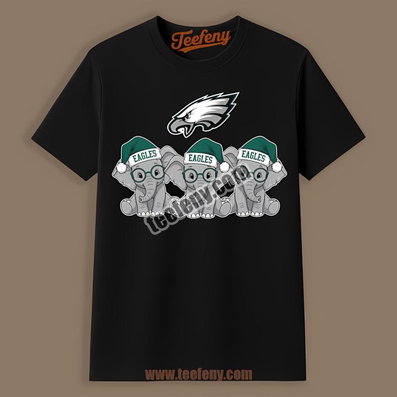 Philadelphia Eagles Christmas Elephants Design Shirt