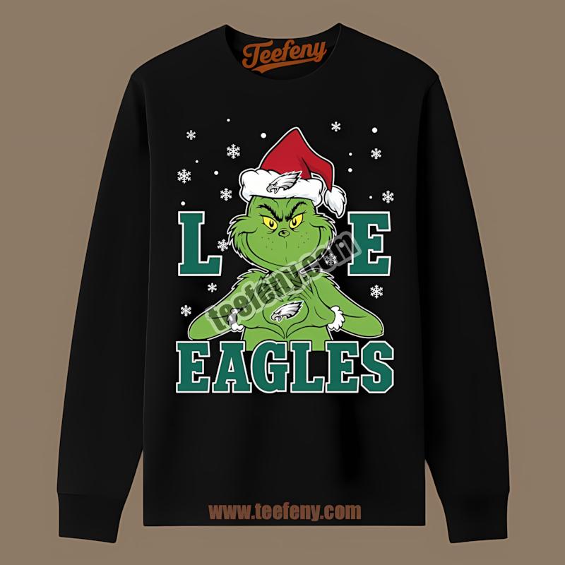 Philadelphia Eagles Christmas Love From Grinch Regular Long Sleeve Philadelphia Eagles Christmas Love From Grinch Regular Long Sleeve