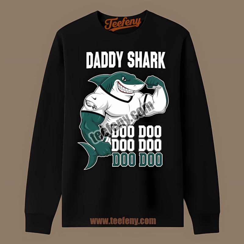 Philadelphia Eagles Daddy Shark Sports Theme Long Sleeve Philadelphia Eagles Daddy Shark Sports Theme Long Sleeve