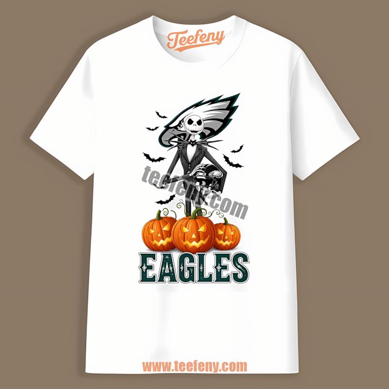 Philadelphia Eagles Halloween Pumpkin Jack Skellington Shirt