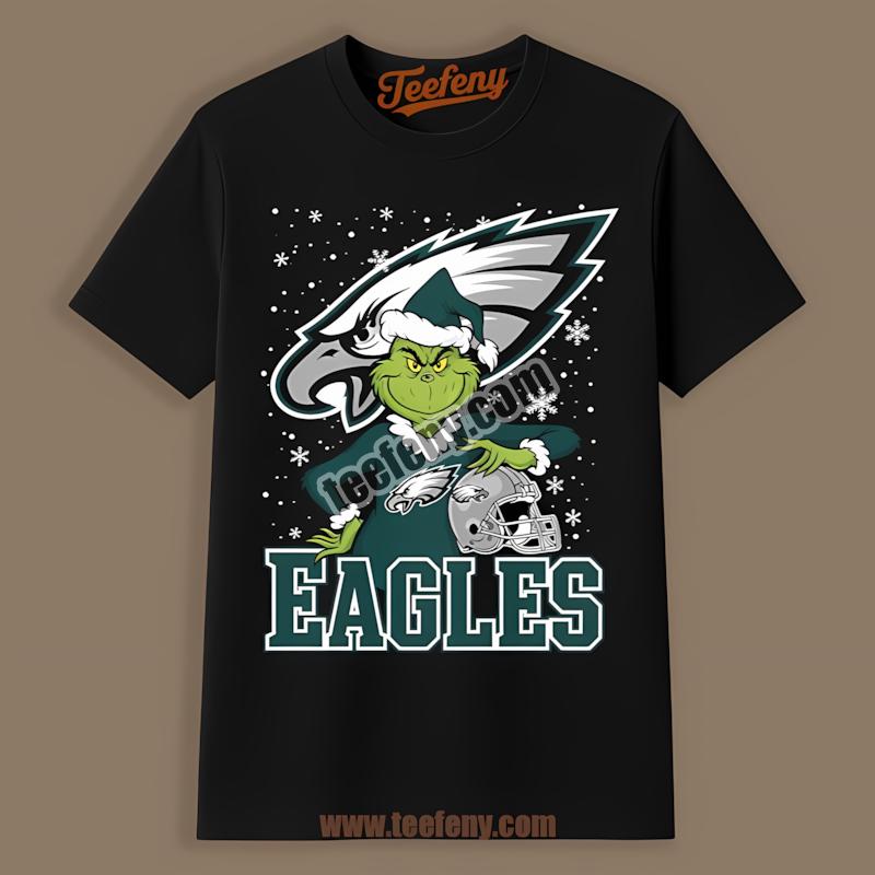 Philadelphia Eagles Helmet Held By Grinch Trendy Fan Shirt