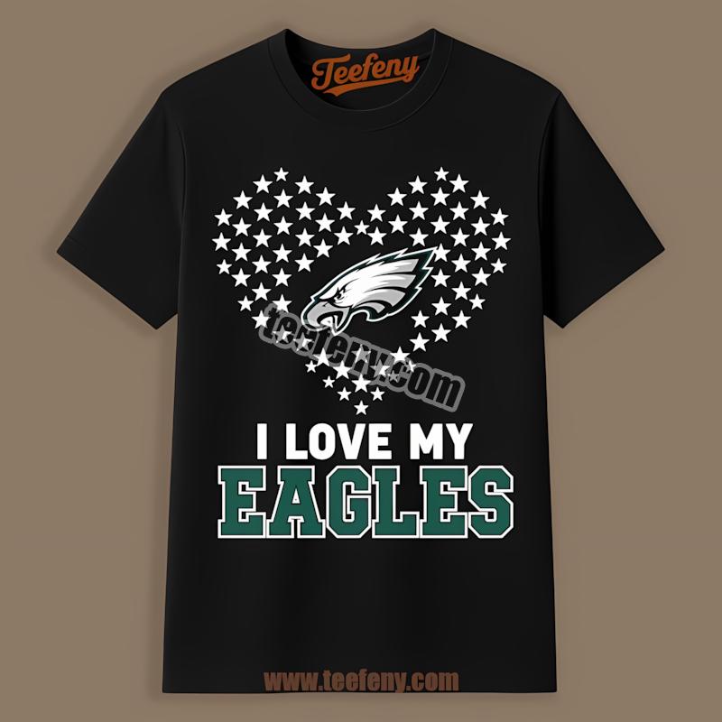 Philadelphia Eagles I Love My Team Heart Design Shirt