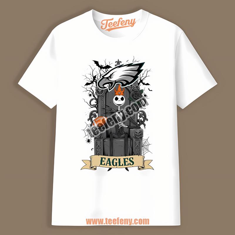 Philadelphia Eagles Jack Skellington Throne Retro Fan Shirt