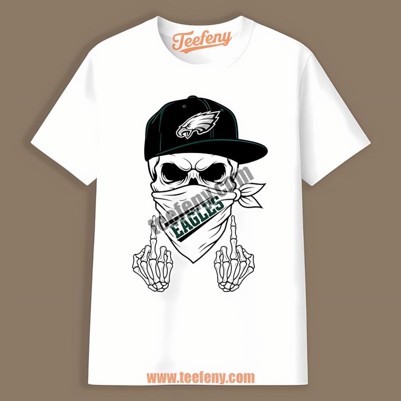 Philadelphia Eagles Skull With Middle Finger Graphic Shirt