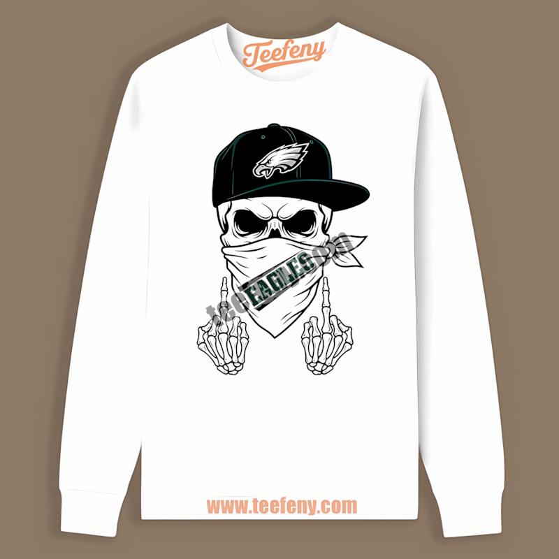 Philadelphia Eagles Skull In Bandana Classic Fan Long Sleeve Philadelphia Eagles Skull In Bandana Classic Fan Long Sleeve
