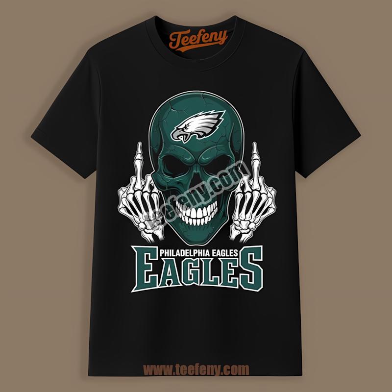 Philadelphia Eagles Skull With Middle Finger Graphic Shirt