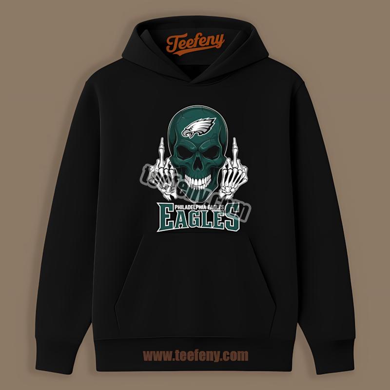 Philadelphia Eagles Skull With Middle Finger Graphic Hoodie Philadelphia Eagles Skull With Middle Finger Graphic Hoodie