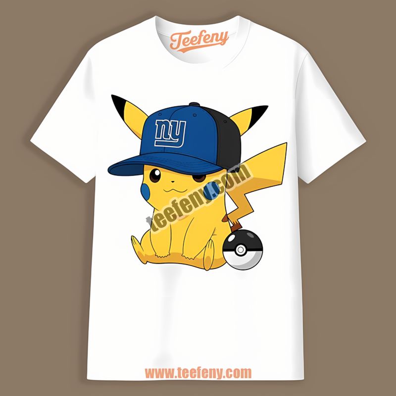 Pikachu Wearing A New York Giants Hat Vintage Shirt
