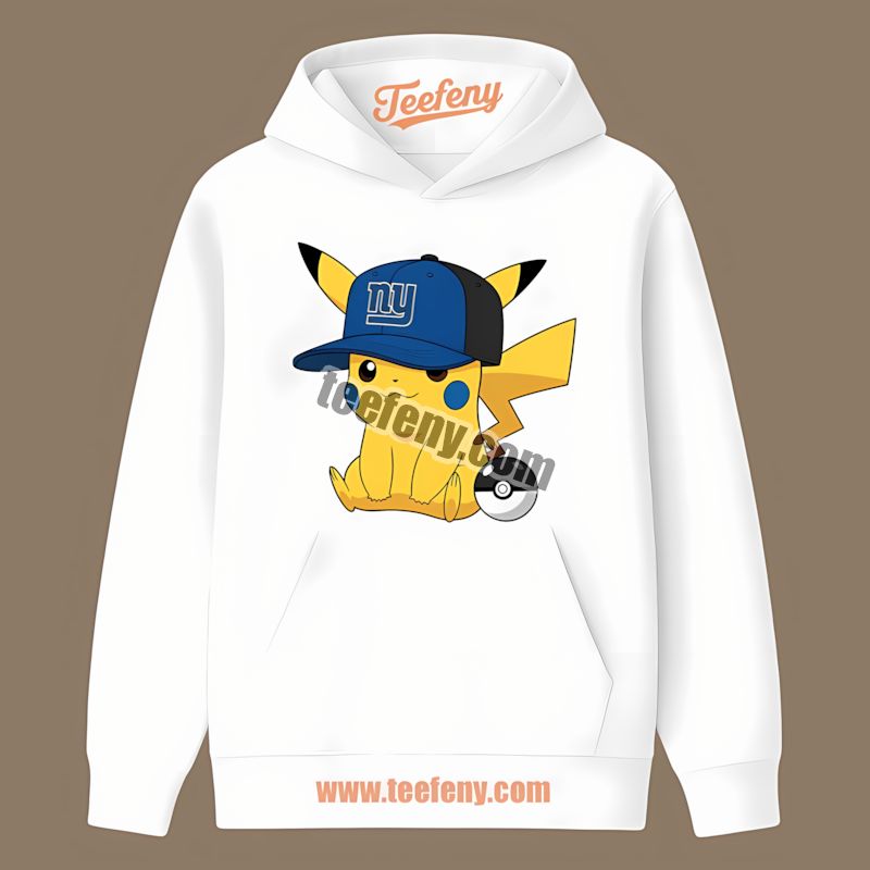 Pikachu Wearing A New York Giants Hat Vintage Hoodie Pikachu Wearing A New York Giants Hat Vintage Hoodie