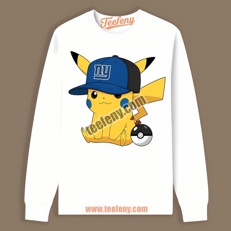 Pikachu Wearing A New York Giants Hat Vintage Long Sleeve Pikachu Wearing A New York Giants Hat Vintage Long Sleeve