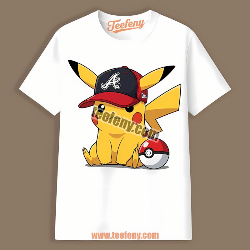 Pikachu Wearing Atlanta Braves Hat Statement Shirt