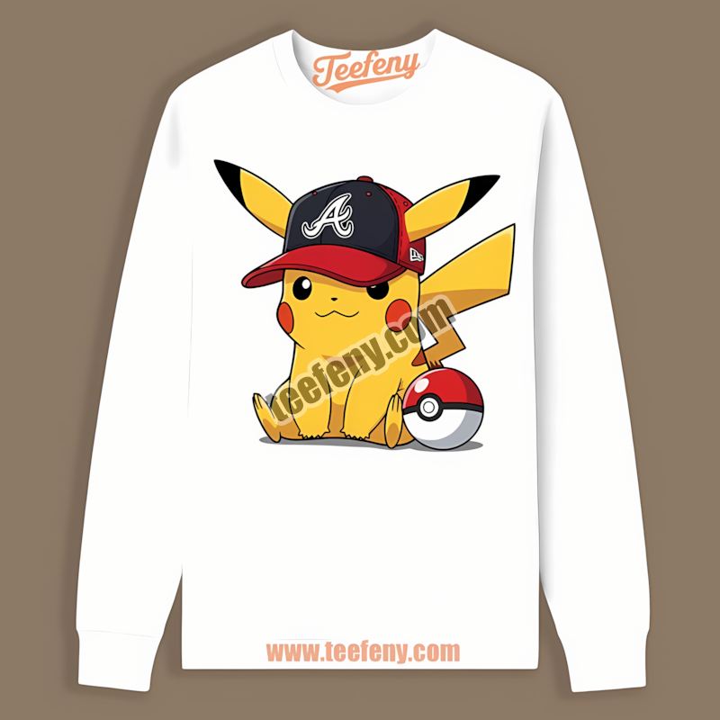 Pikachu Wearing Atlanta Braves Hat Statement Long Sleeve Pikachu Wearing Atlanta Braves Hat Statement Long Sleeve