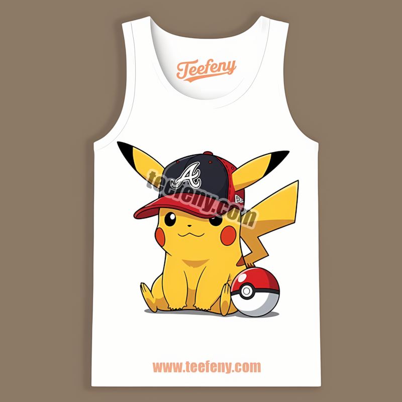 Pikachu Wearing Atlanta Braves Hat Statement Tanktop Pikachu Wearing Atlanta Braves Hat Statement Tanktop