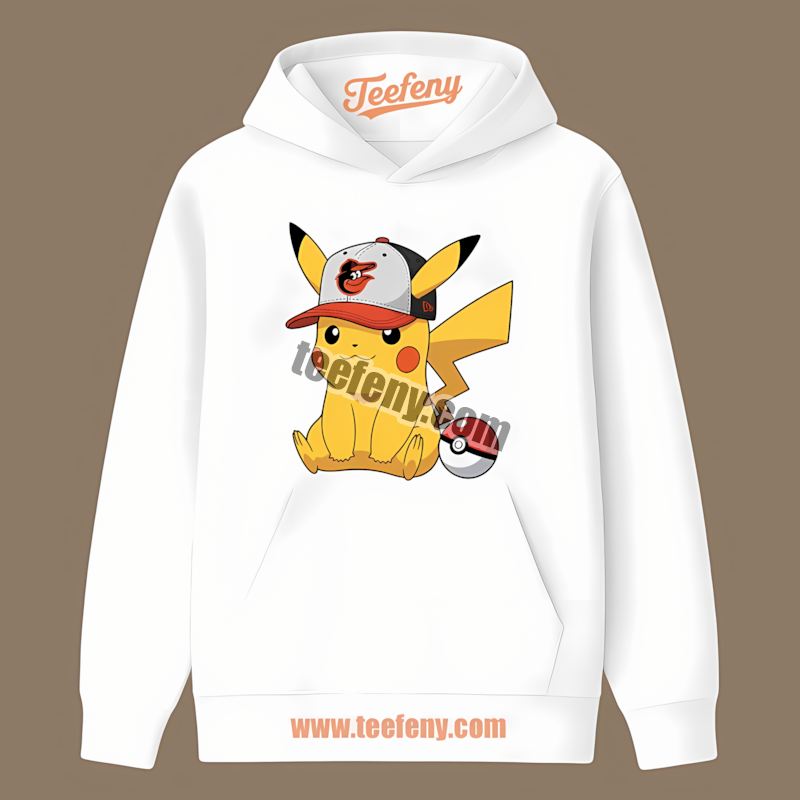 Pikachu Wearing Baltimore Orioles Hat Logo Hoodie Pikachu Wearing Baltimore Orioles Hat Logo Hoodie